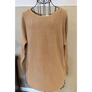 Michael Kors Women’s Caramel Brown Knit Sweater Gold Buttons Size Small
